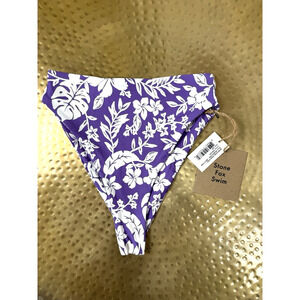 NWT Stone Fox Swim Purple Floral Sumatra Bottom Kauai XS Tropical Classic Island